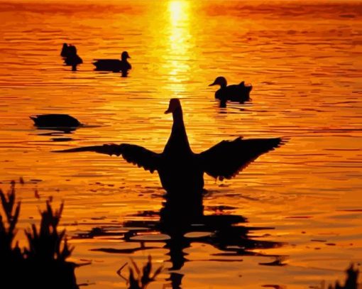 Duck Sunset Diamond Painting