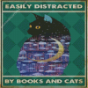 Easily Distracted By Books And Cats Poster Diamond Painting