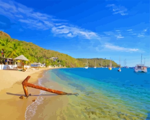 English Harbour Beach Diamond Painting