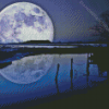 Full Moon Over Lake Diamond Painting