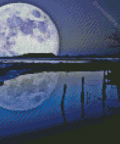 Full Moon Over Lake Diamond Painting