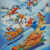 Giraffes Sledding Diamond Painting