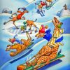 Giraffes Sledding Diamond Painting