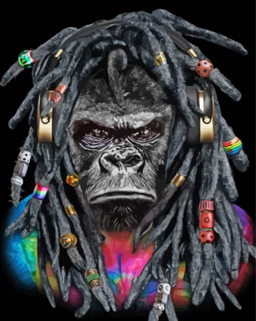 Gorilla In Dreadlocks Diamond Painting