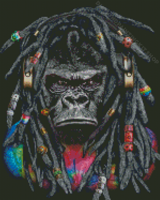 Gorilla In Dreadlocks Diamond Painting