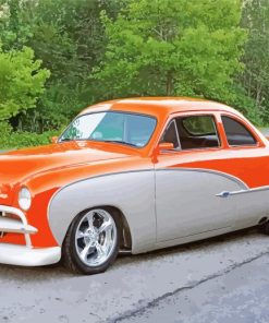 Grey And Orange 49 Ford Coupe Diamond Painting