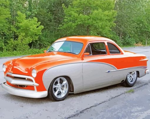 Grey And Orange 49 Ford Coupe Diamond Painting