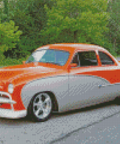 Grey And Orange 49 Ford Coupe Diamond Painting