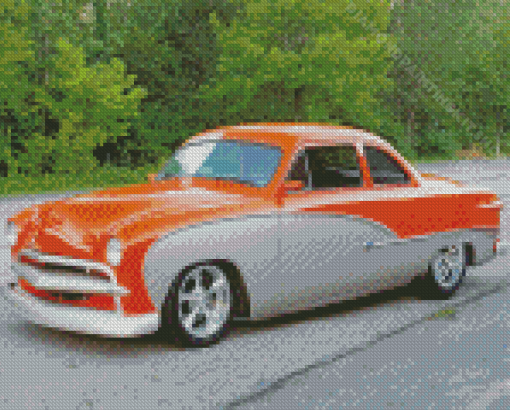 Grey And Orange 49 Ford Coupe Diamond Painting