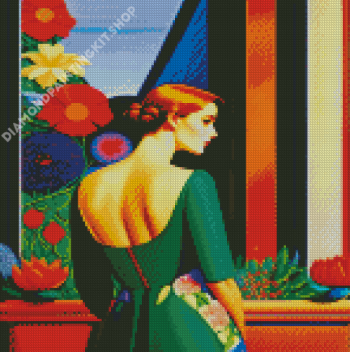 Gucci Girl In Green Dress Diamond Painting