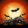 Halloween Full Moon Night Bats Diamond Painting