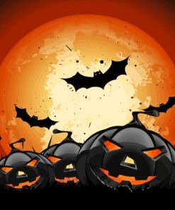 Halloween Full Moon Night Bats Diamond Painting