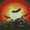 Halloween Full Moon Night Bats Diamond Painting