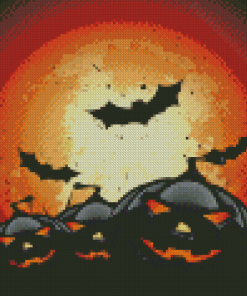 Halloween Full Moon Night Bats Diamond Painting