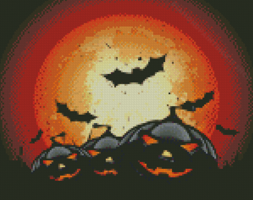 Halloween Full Moon Night Bats Diamond Painting