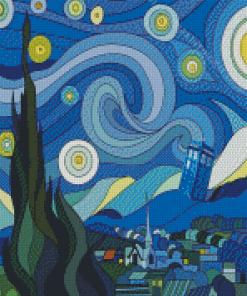 Tardis Starry Night Diamond Painting