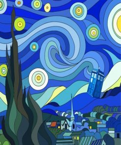 Tardis Starry Night Diamond Painting