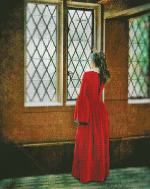 Lady Looking Out Window Diamond Painting