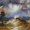 Lighthouse In Storm Art Diamond Painting