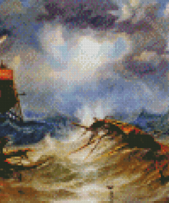 Lighthouse In Storm Art Diamond Painting