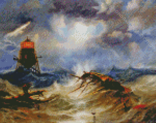 Lighthouse In Storm Art Diamond Painting