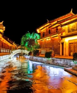 Lijiang Old Town At Night Diamond Painting