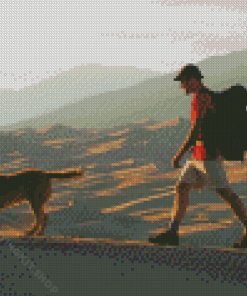 Man Hiking With Dog Diamond Painting