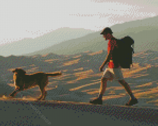 Man Hiking With Dog Diamond Painting