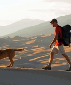 Man Hiking With Dog Diamond Painting