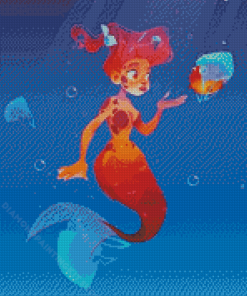 Mermaid And Puffer Fish Diamond Painting