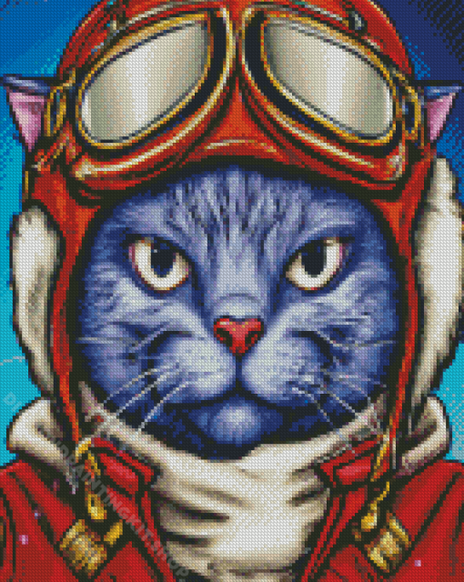 Mr Pilot Cat Diamond Painting