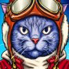 Mr Pilot Cat Diamond Painting