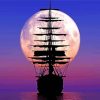 Night Sail Ship Silhouette Diamond Painting