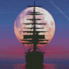 Night Sail Ship Silhouette Diamond Painting