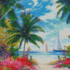 Ocean Palms And Flowers Diamond Painting