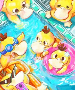 Psyducks In The Pool Art Diamond Painting