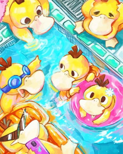 Psyducks In The Pool Art Diamond Painting