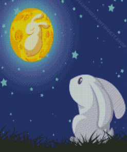 Rabbit And The Moon Diamond Painting