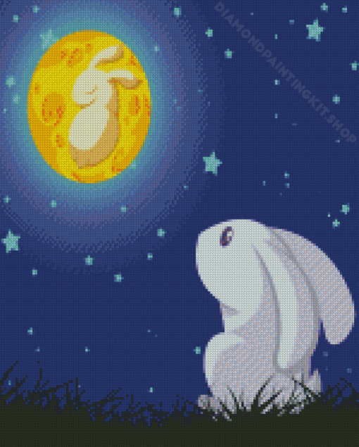 Rabbit And The Moon Diamond Painting