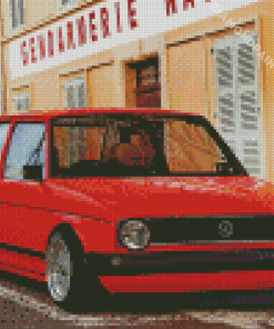 Red Antique Golf 1 Car Diamond Painting