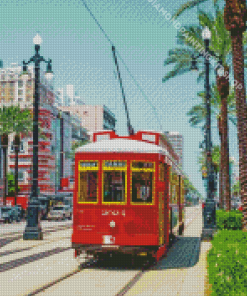 Red Tram In New Orleans Diamond Painting