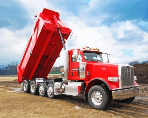 Red Dump Truck Diamond Painting