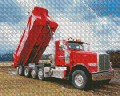 Red Dump Truck Diamond Painting