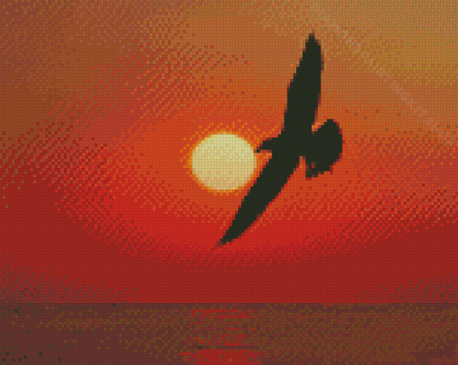 Seagull Silhouette And The Sun Diamond Painting