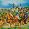 Stagecoach And Horses Diamond Painting