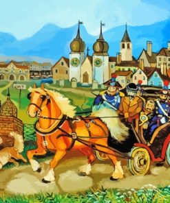 Stagecoach And Horses Diamond Painting