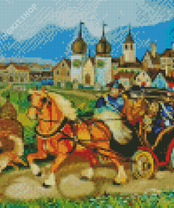 Stagecoach And Horses Diamond Painting