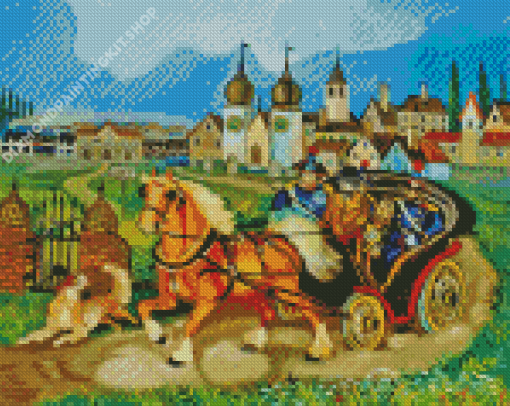 Stagecoach And Horses Diamond Painting