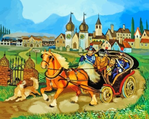 Stagecoach And Horses Diamond Painting