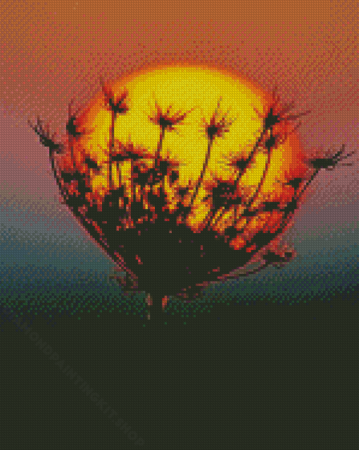 Sunset Dandelion Plant Diamond Painting